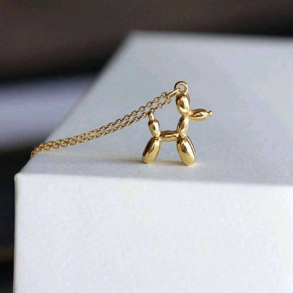 Golden Balloon Dog Necklace